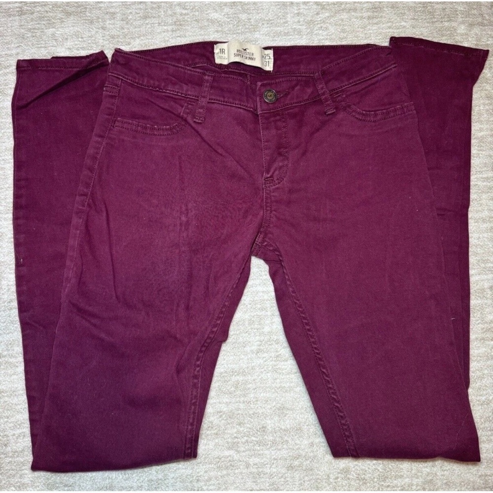 Hollister Y2K Low Rise burgundy Red Chino Skinny Jeans Sz 1 25 Waist cotton